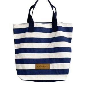 Olsen Navy and White Striped Tote Bag